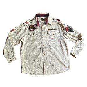 Vintage Parish -Parish Bound For Glory Military Style Long Sleeve Button Down 3X